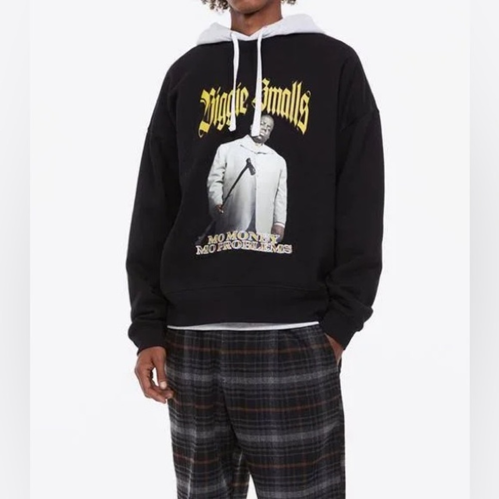 H&M X Biggie Smalls Sweatshirt Mens Size XL Black Oversized Fit Notorious BIG